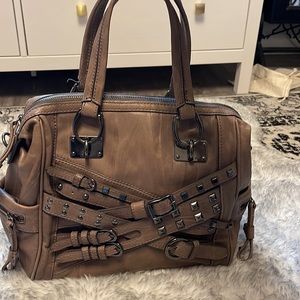 Hype taupe leather satchel